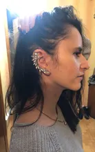 2021 nueva moda elegante Vintage Punk gótico para la oreja, de estrás de cristal brazalete de Clip de perno pendientes 1E321