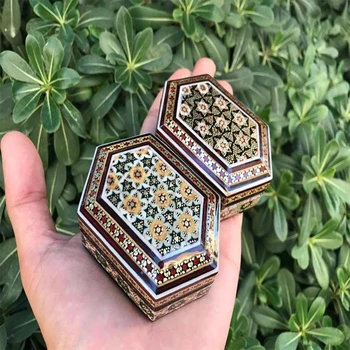 

Wooden Jewelry Box, Hexagonal KHATAM Inlay Box Set, Jewelry Case, Polygon Jewelry Case, Hexagonal Jewelry Case, Handmade Wooden