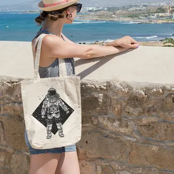 

Angemiel Bag Astronot Star Motifs Shopping Beach Tote Bag