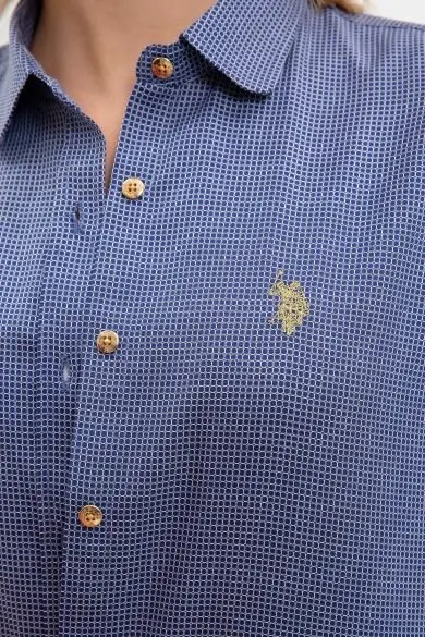 Тёмно-синий U.S. POLO ASSN. Кареточная ткань тонкая рубашка - Цвет: Тёмно-синий