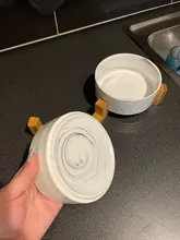 De cerámica tazón de perro gato plato con soporte de madera No derrame de alimentos para mascotas alimentador de agua gatos perros pequeños perros Pet