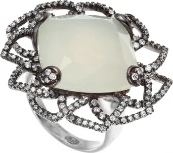 

Jay VI ring with cubic zirconia and jadeite in silver