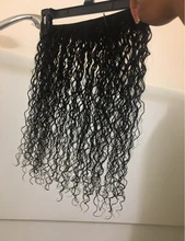 Pelo Rizado mechones 1/3/4 Uds Remy cabello humano brasileño extensiones de pelo ondulado mechones 8-26 pulgadas extensión del cabello humano negro Natural Longqi