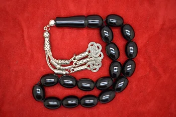 

Oltu (georgia ) Jet stone gemstone 17 pcs Islamic Prayer Beads Misbaha Tesbih from Turkey