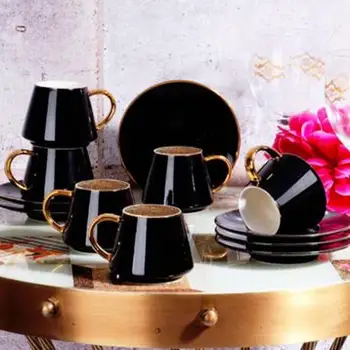 

Luxury Black GOLD New Bone Coffee Set 120 cc for 6 people