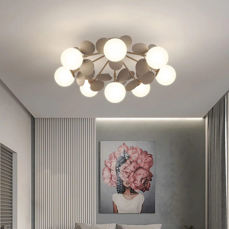 antique chandeliers Modern Nordic Design LED Chandelier For Living Room children Bedroom Dining Room Kitchen Ceiling Lamp Grey Glass Ball E27 Light dining room lights