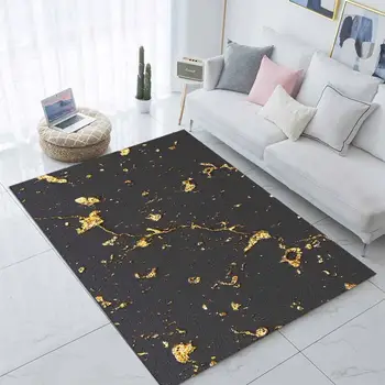 

Else Black Golden Yellow Scandinavian Nordec 3d Print Non Slip Microfiber Living Room Modern Carpet Washable Area Rug Mat