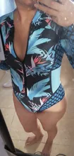 Bañador estampado de flores para mujer, una pieza, monokini, manga larga, traje de baño para surfear