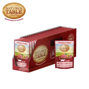

Wet cat food Nature's Table Beef in sauce, 24 PCs 85g