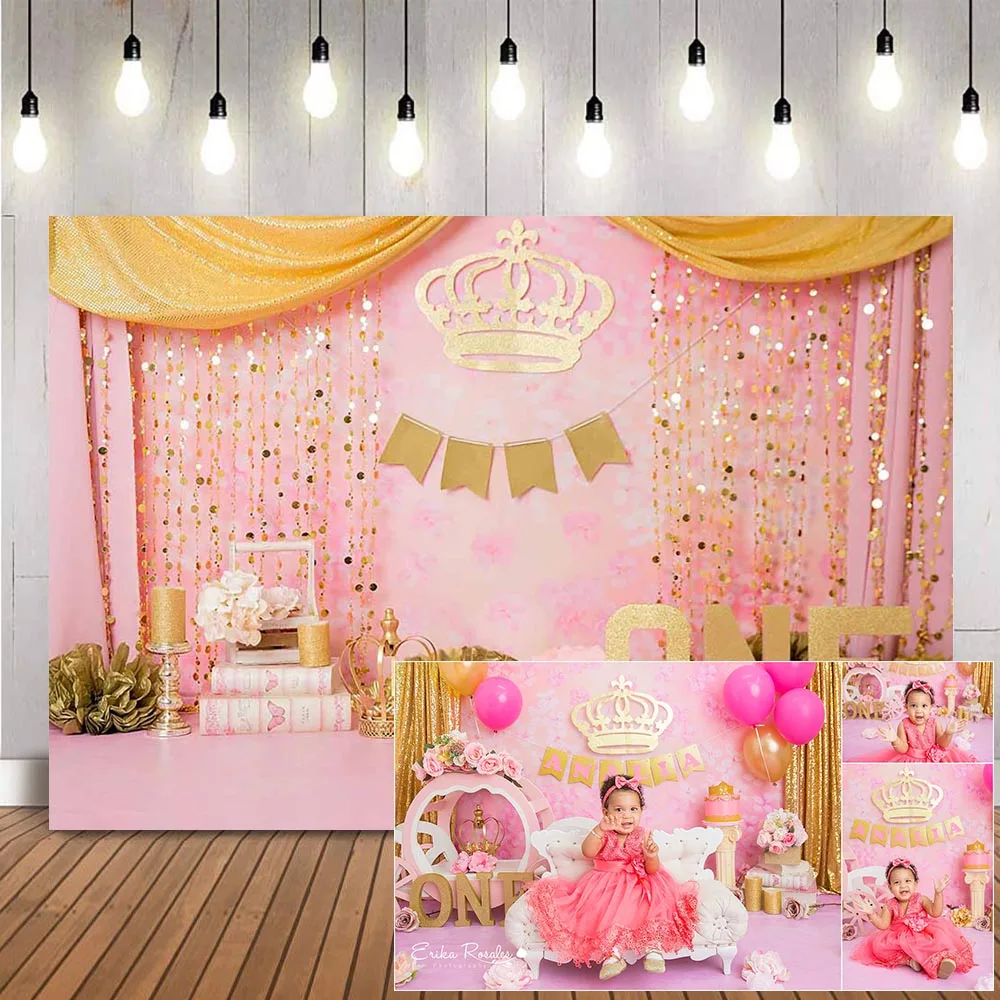 Pink and gold 1st birthday backdrop Clearance