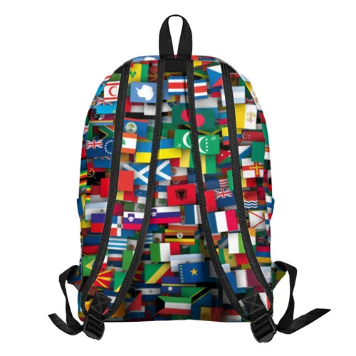 Флаги всех стран с рисунком Over Printed Рюкзак для мальчиков и девочек, для School Work Travel с местом для ноутбука