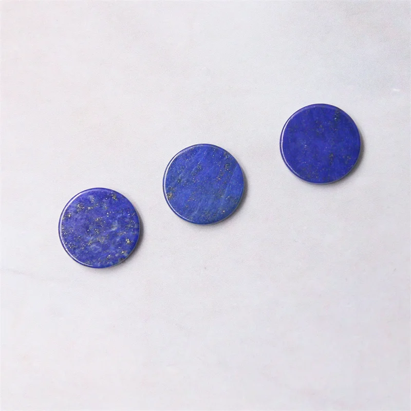 5pcs Lapis Lazuli Cabochon Disc Flat Round Rondelle 8-20mm Natural Mineral Semiprecious Stone For Jewelry Making Pendant Ring