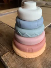 Juguetes sensoriales de silicona para bebés, bloques de construcción educativos 3D apilables, mordedor de goma