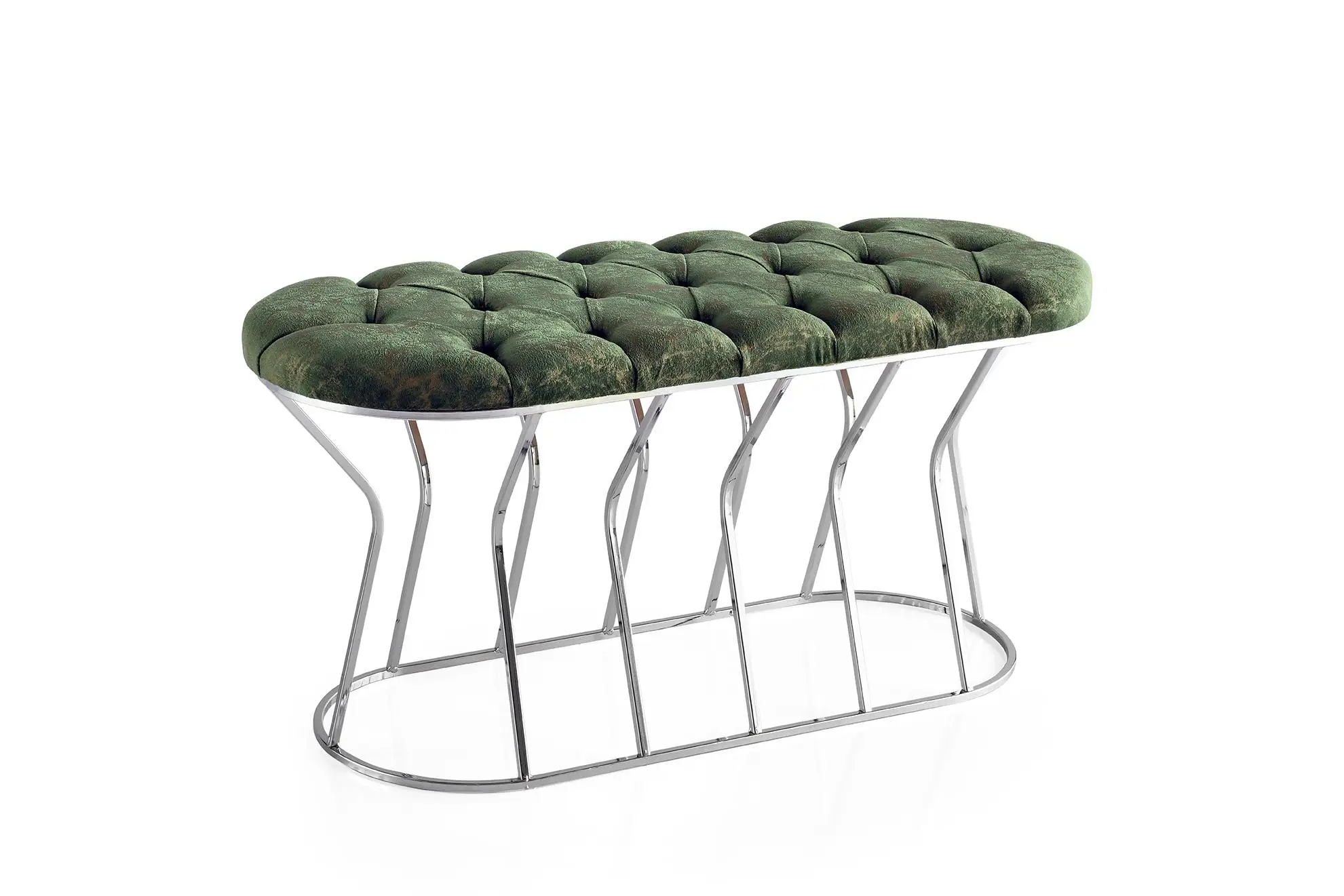 Хромированная стеганая скамейка зеленая декоративная подушка искусственная