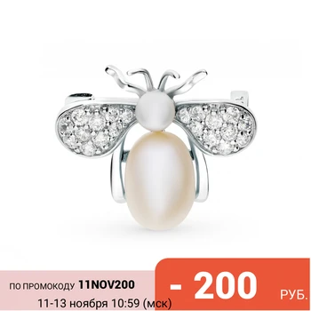 

Silver brooch with cubic zirconia and pearls sunlight sample 925