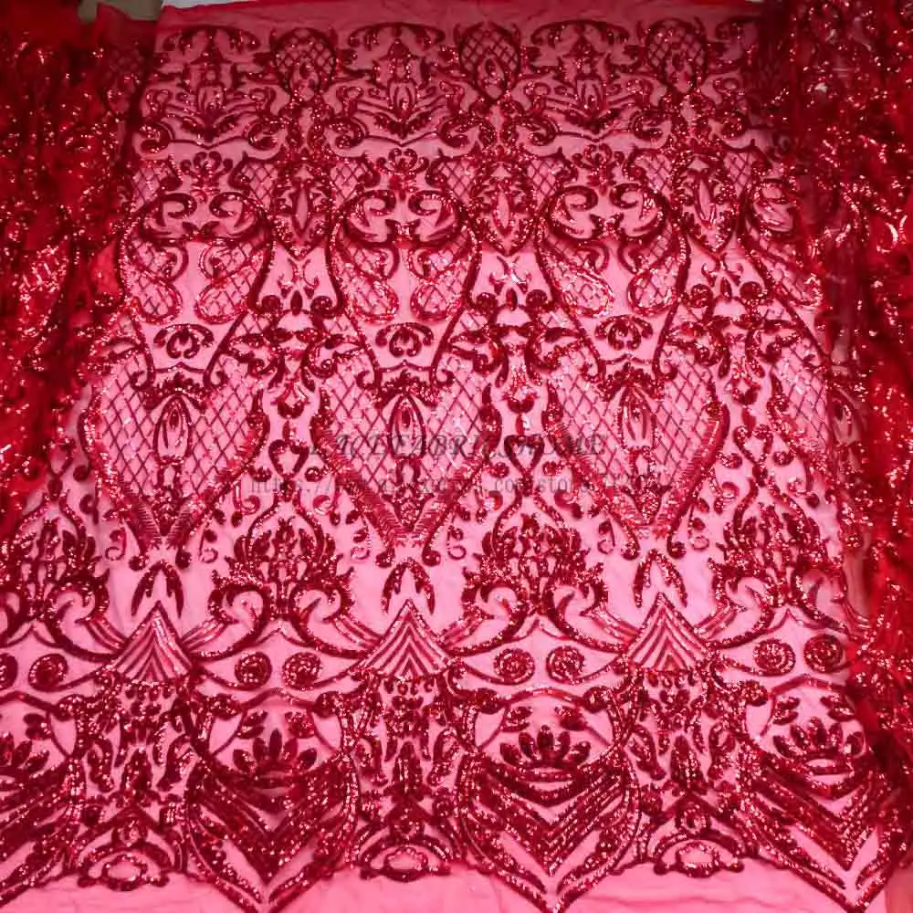 La Belleza 1 ярд белое/вино/Красное/золото/Черное вечернее платье с блестками ткань - Цвет: Красный