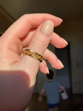 Anillo de cadena gruesa de 6mm de grosor para mujer y niña, sortija con eslabones cubanos rellenos de oro de acero inoxidable, anillo elegante