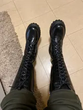 Botas hasta la rodilla de piel sintética con plataforma gruesa para Mujer, botines largos con cordones, con cremallera, estilo Punk, Chelsea, 2020