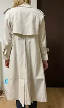 Gabardina larga con doble botonadura para mujer, abrigo ajustado con cinturón, ropa de primavera otoño