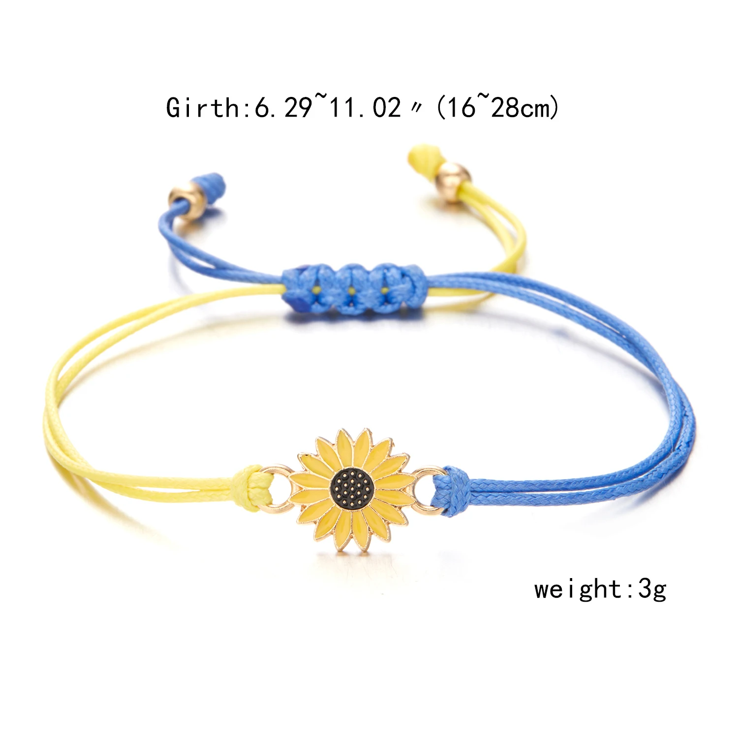 Bracelet en marguerite d'ukraine, en corde tissée à la main, tournesol, breloques pour femmes et hommes, Couple, bijoux de fête de voyage