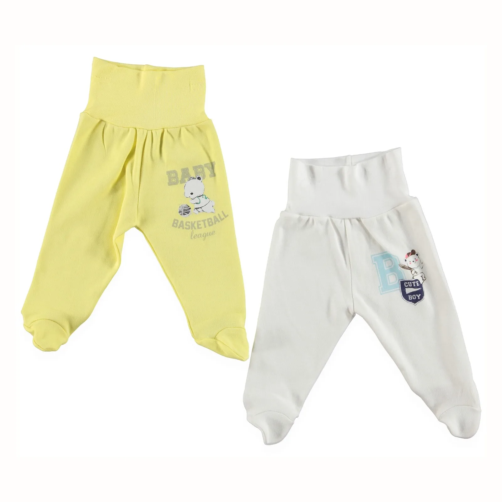 

ebebek HelloBaby Baby Wide Foldable Casual Waist Footed Pants 2 Pack