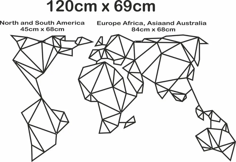 Геометрическая металлическая карта мира Настенная настенное искусство