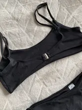Bikini acolchado con realce para Mujer, traje de baño de dos piezas con lazo lateral, cintura alta, 2021