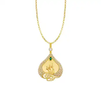 

52cm Chain Tuğralı Gold Frame Necklace 03-310-T08373