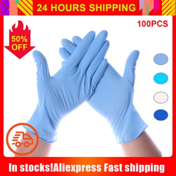 

100Pcs Disposable Nitrile Gloves Thickened Glove Protective Gloves Protective Nitril Gloves Home Food hospital Laboratory Use