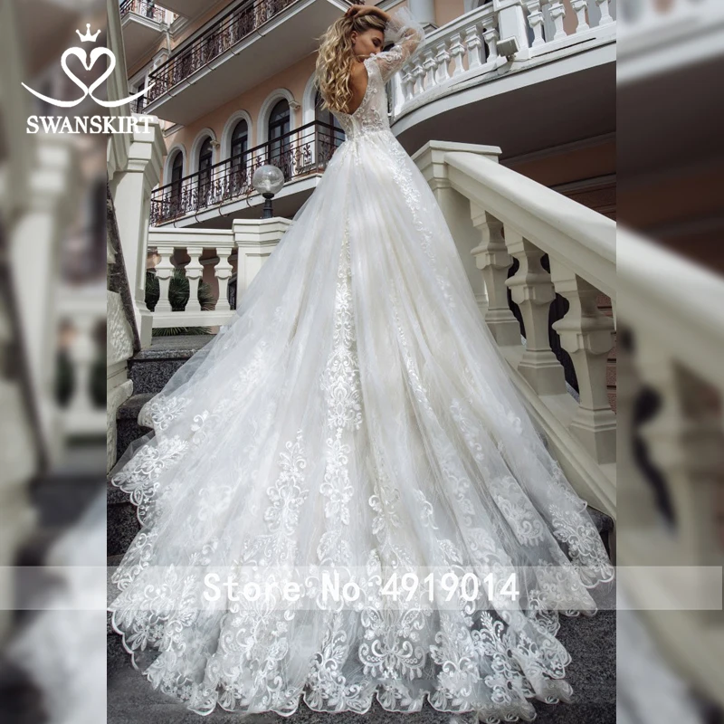 Бисерные, в стиле бохо, свадебное платье, шикарная юбка, аппликация, кружево, с рукавом, а-силуэт, принцесса, шлейф, свадебное платье, vestido de noiva GY07