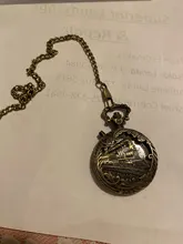 Collar de Flash Led azul luminoso, reloj Vintage único de bronce/plata/oro, motor locomotor, reloj de bolsillo de cuarzo noctilucente