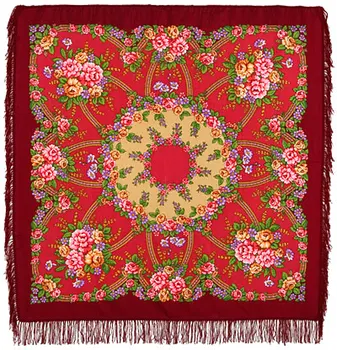 

Pavlovo Posad scarf with wool fringe 125x125 1460-6 "return", View 6