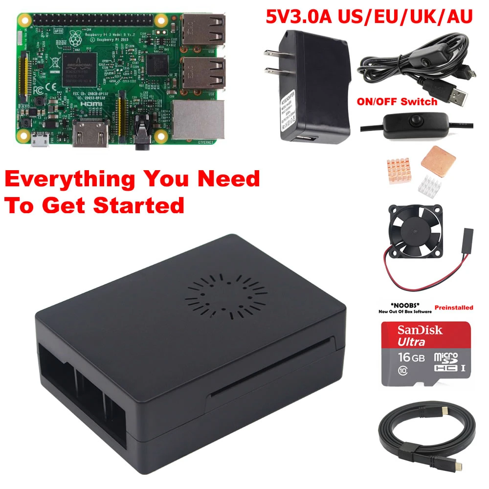 Комплект 3 Raspberry Pi 3 Model B стартовый набор S3B01 - Комплект: Комплект 3