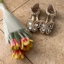 Zapatos con lazo de encaje de lentejuelas para niñas, zapatillas de baile de princesa con perlas bonitas, informales, para fiesta, boda, D721, novedad de 2020