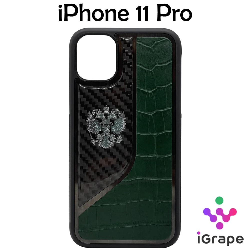 Чехол с гербом РФ кожа-карбон iGrape Sword для iPhone 11 Pro |