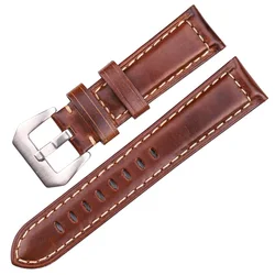 Retro Genuine Leather Brown Watchband with Metal Pin Buckle Accessories - 20mm (Dark brown)
