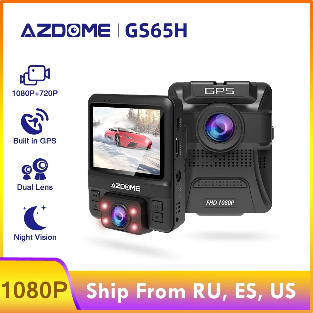 AZDOME GS65H автомобильный мини видеорегистратор с двумя объективами, фронтальная камера Full HD 1080 P/задняя камера 720 P, автомобильная камера ночног... AZDOME GS65H автомобильный мини видеорегистратор с двумя объективами, фронтальная камера Full HD 1080 P/задняя камера 720 P, автомобильная камера ночног...