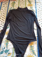 Las mujeres negro Body de manga larga de otoño e invierno mono cuello alto vestido ajustado Sexy para mujer cintura alta mameluco cuerpo Femee