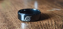Konoha-Anillo de hoja con Logo de la villa Symbal, Sasuke Itachi Ninja, joyería de Anime de acero y titanio, color negro, venta al por mayor