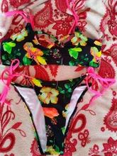 Swimwear Women Biquini Bikinis Bathing Beach-Wear Print Ruffled Floral Female