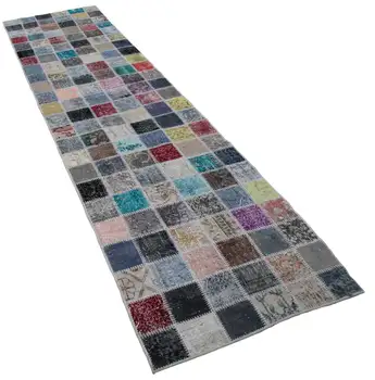 

86x350 Cm Multicolor Handmade Patchwork Runner Rug-3x11 Ft