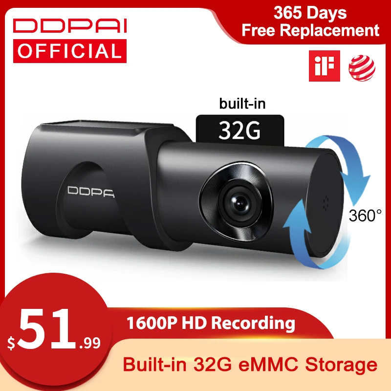 DDPAI Dash Cam Mini 3 1600P HD Dvr Car Camera Mini3 Auto Drive Vehicle Video Recroder 2K Android Wifi Smart 24H Parking Camera
