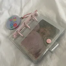 MINKYS Kawaii brillante Mini Bling bolsillo 3 Ring Binder diario cuaderno diario del programa DIY libro de fotos coreano papelería de la escuela