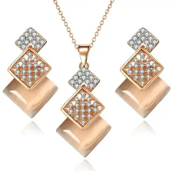 

Angemiel Gold Plated Tan Color Stone Lady Jewelry Set