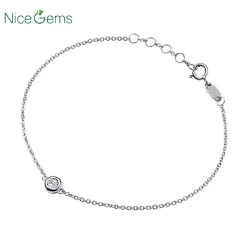 

NiceGems Solid 18K White Gold Solitaire Natural Diamond Bracelet