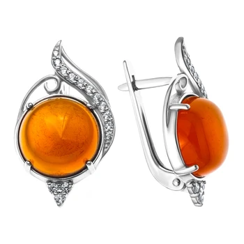 

Earrings made of silver with carnelian and carnelian synthetic