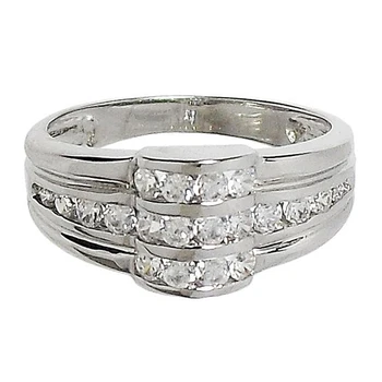 

Ring 18k white gold cubic zirconia rail [504S]