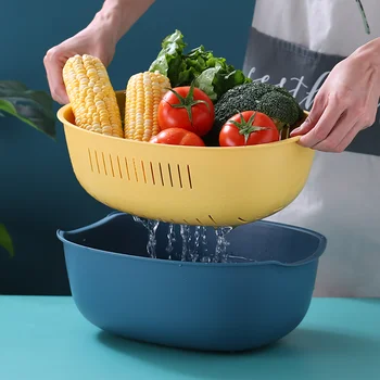

Colander Bowl Kitchen Drain Strainer Tools Rice Vegetable Fruit Basket Large Plastic Washing Basin Food Container Storage Basket