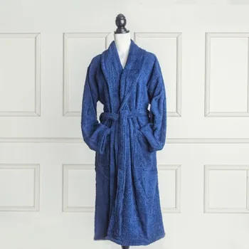 

Bathrobe blue navy smooth 100% cotton