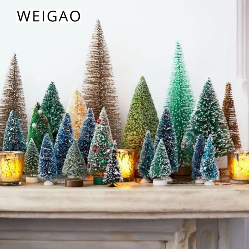 

WEIGAO 8pcs Christmas Tree Mini Artificial Trees Christmas Decoration For Home Fake Pine Tree Navidad Natal New Year Xmas Decor